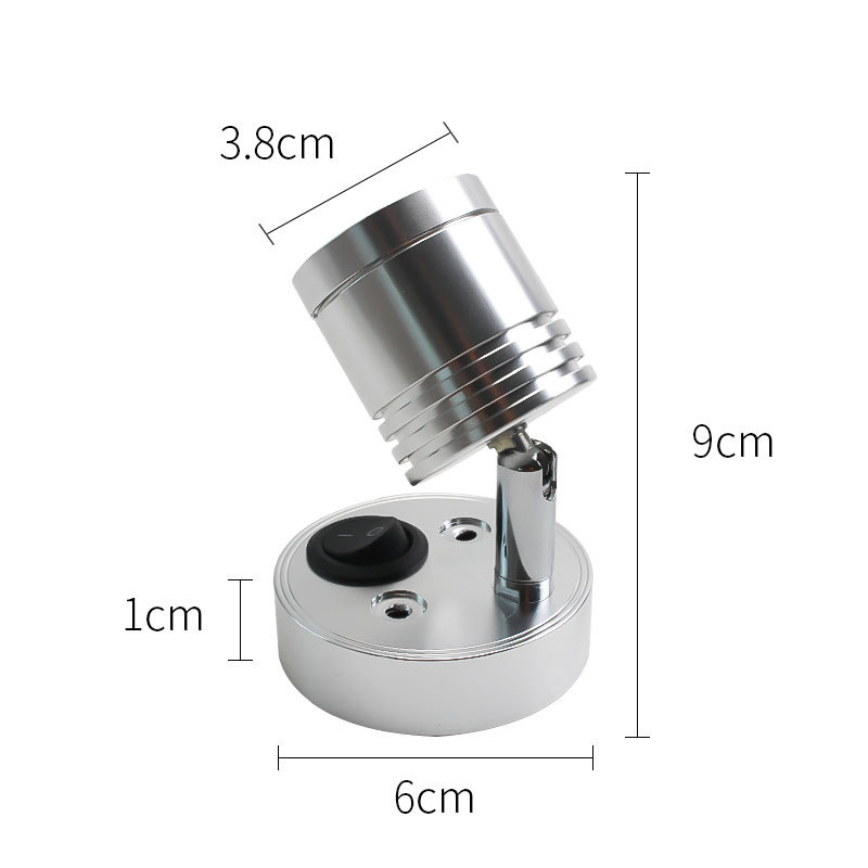 新款12V万向房车游艇阅读灯LED3w超亮床头镜前灯明装吸顶壁灯射灯