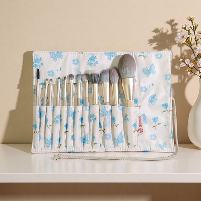 文艺风化妆刷收纳包多孔卷袋布