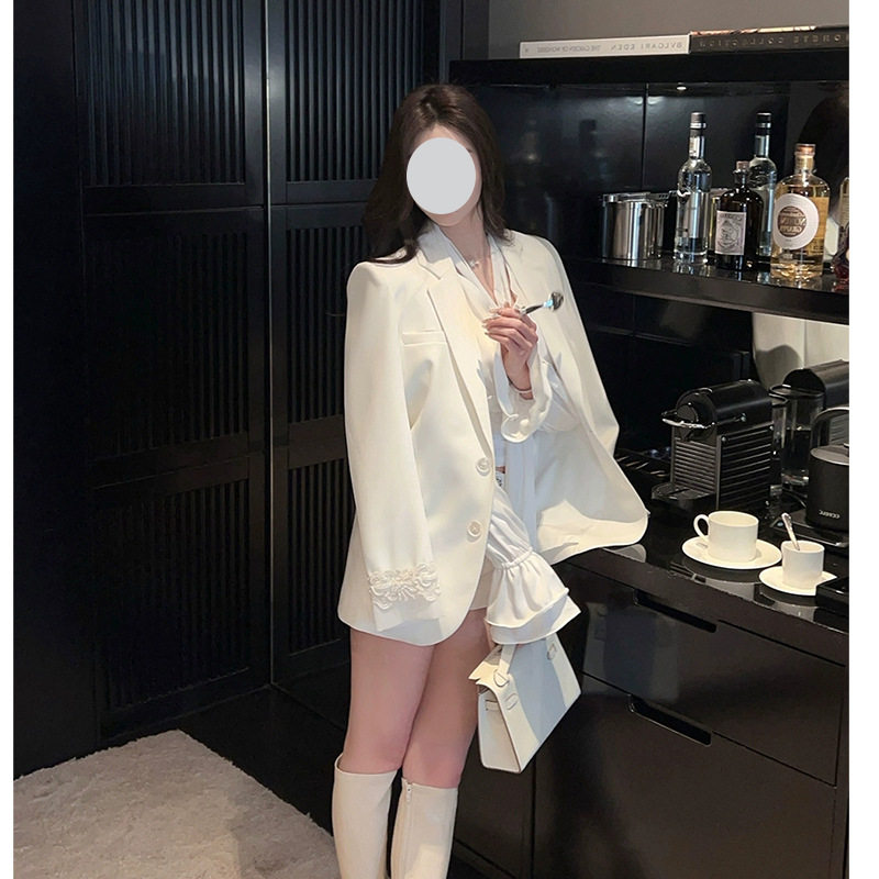 欧美秋冬复古休闲炸街chic西装宽松气质名媛小众设计高级感外套女