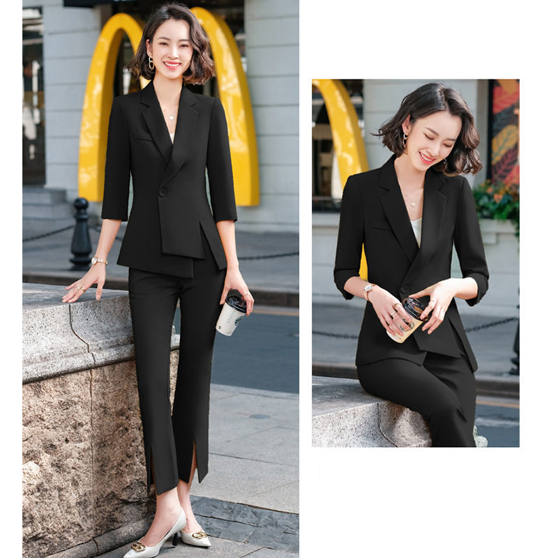 欧美秋冬复古休闲炸街chic西装气质名媛小众设计高级感长裤外套女