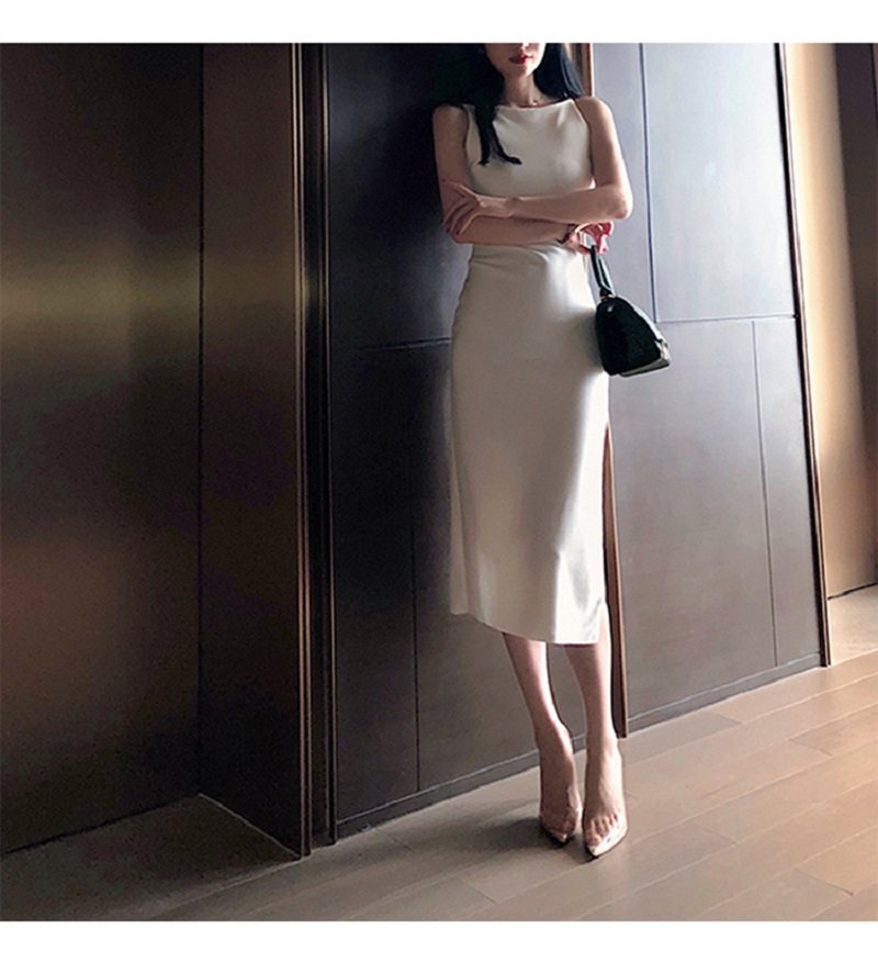 白色礼服女轻奢小众高端级感气质名媛晚宴年会收腰法式订婚连衣裙