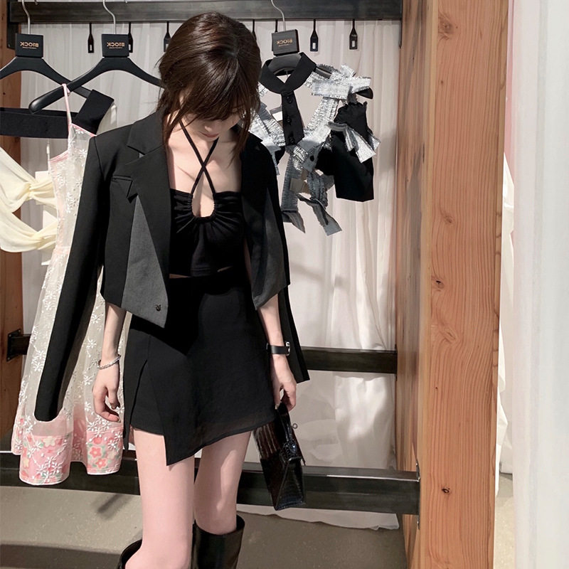 欧美秋冬复古休闲炸街chic西装气质名媛小众设计高级感短裤外套女