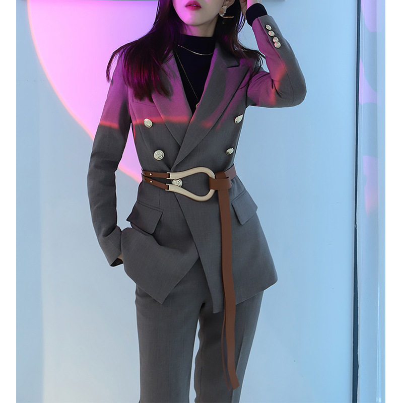 欧美显瘦收腰时尚港风复古休闲小众设计高级感百搭通勤西装外套女