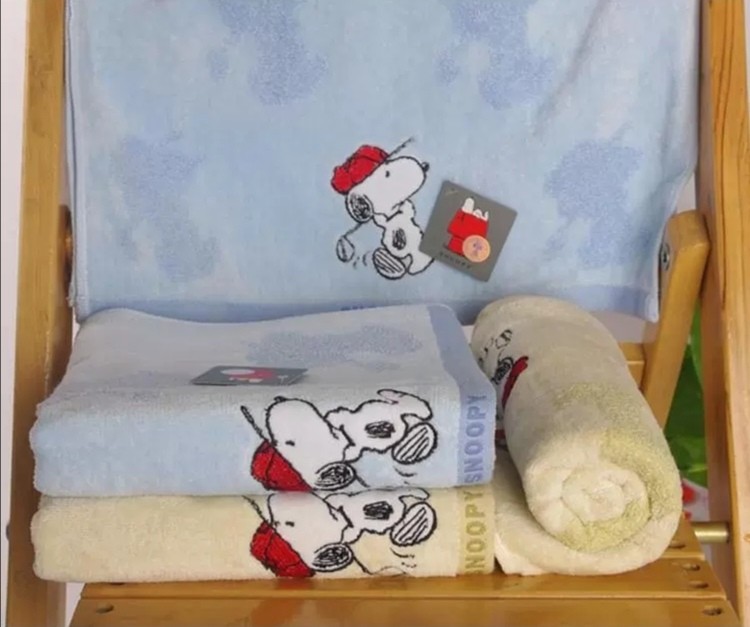 金号正品史努比提缎割绒面巾绣花