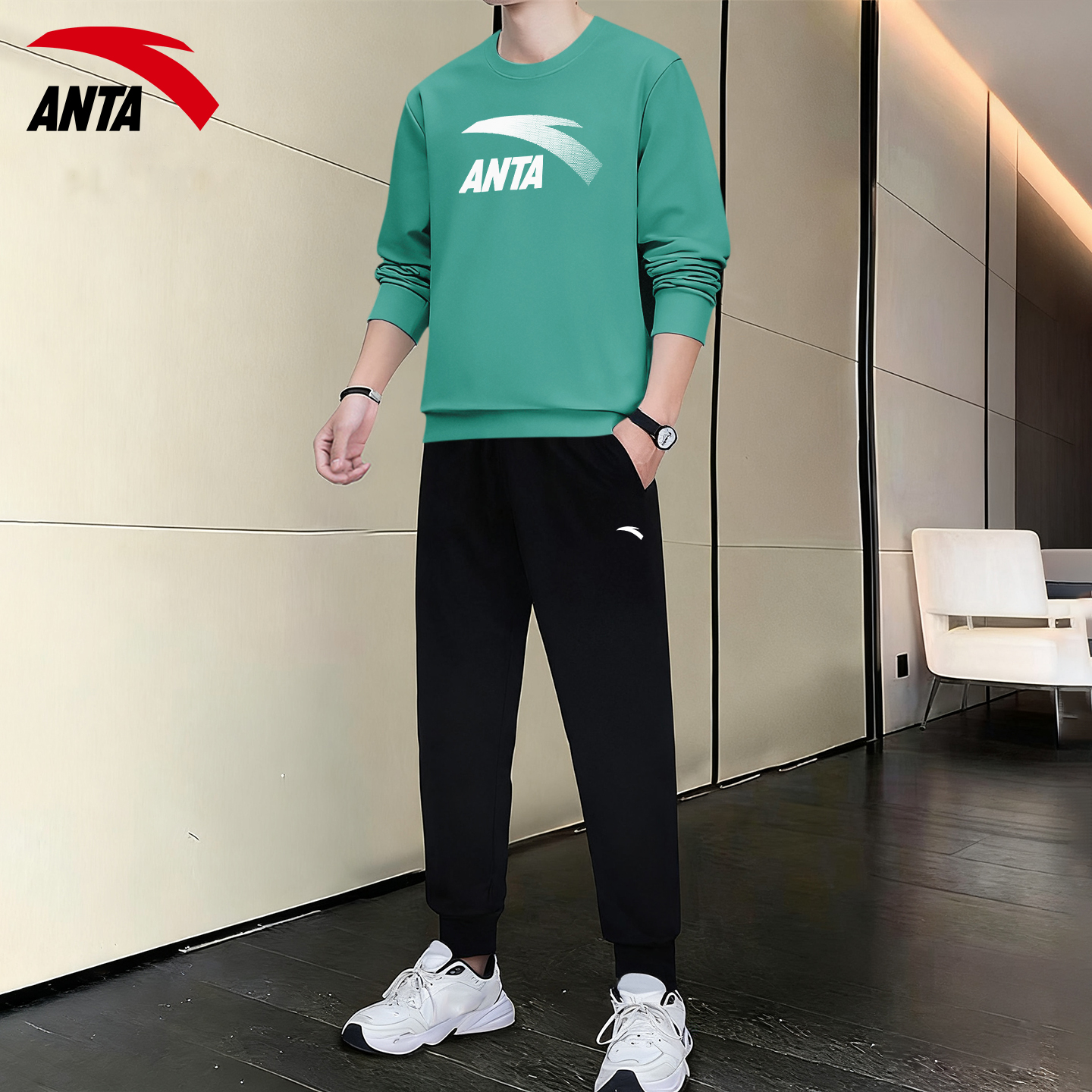 安踏运动套装男加绒保暖