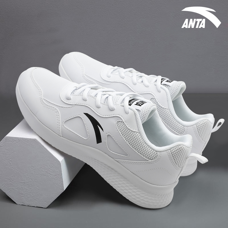 安踏跑步鞋男白色透气百搭