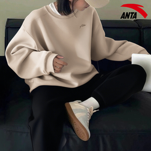 安踏运动套装女款冬季2026新款时尚百搭宽松休闲卫衣长裤两件套潮