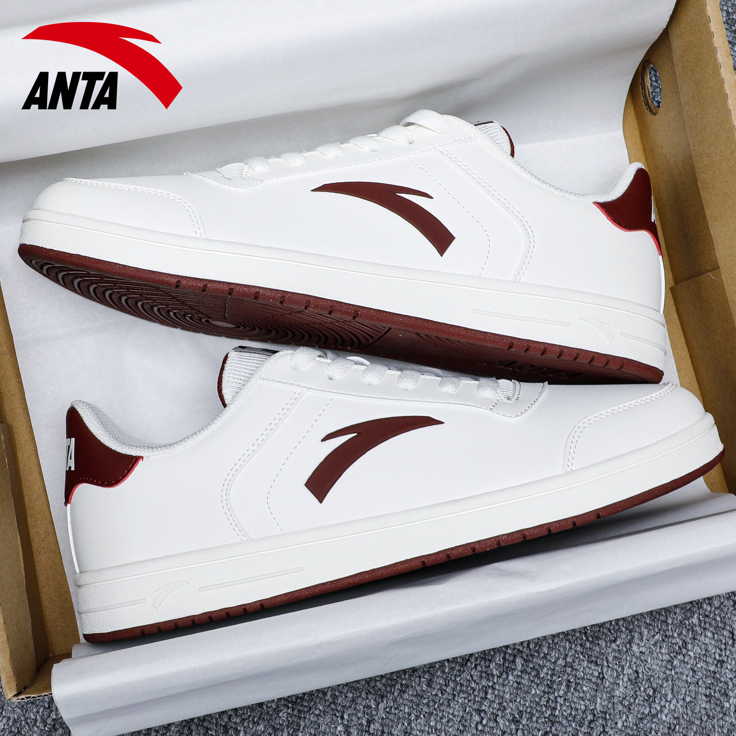 安踏男鞋红色板鞋冬季2025新款官方正品皮面休闲小白鞋厚底运动鞋,运动鞋new,板鞋,淘宝优惠券,粉丝福利购,淘宝优惠卷