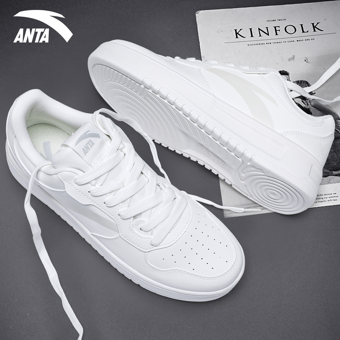 安踏男鞋厚底板鞋潮流小白鞋