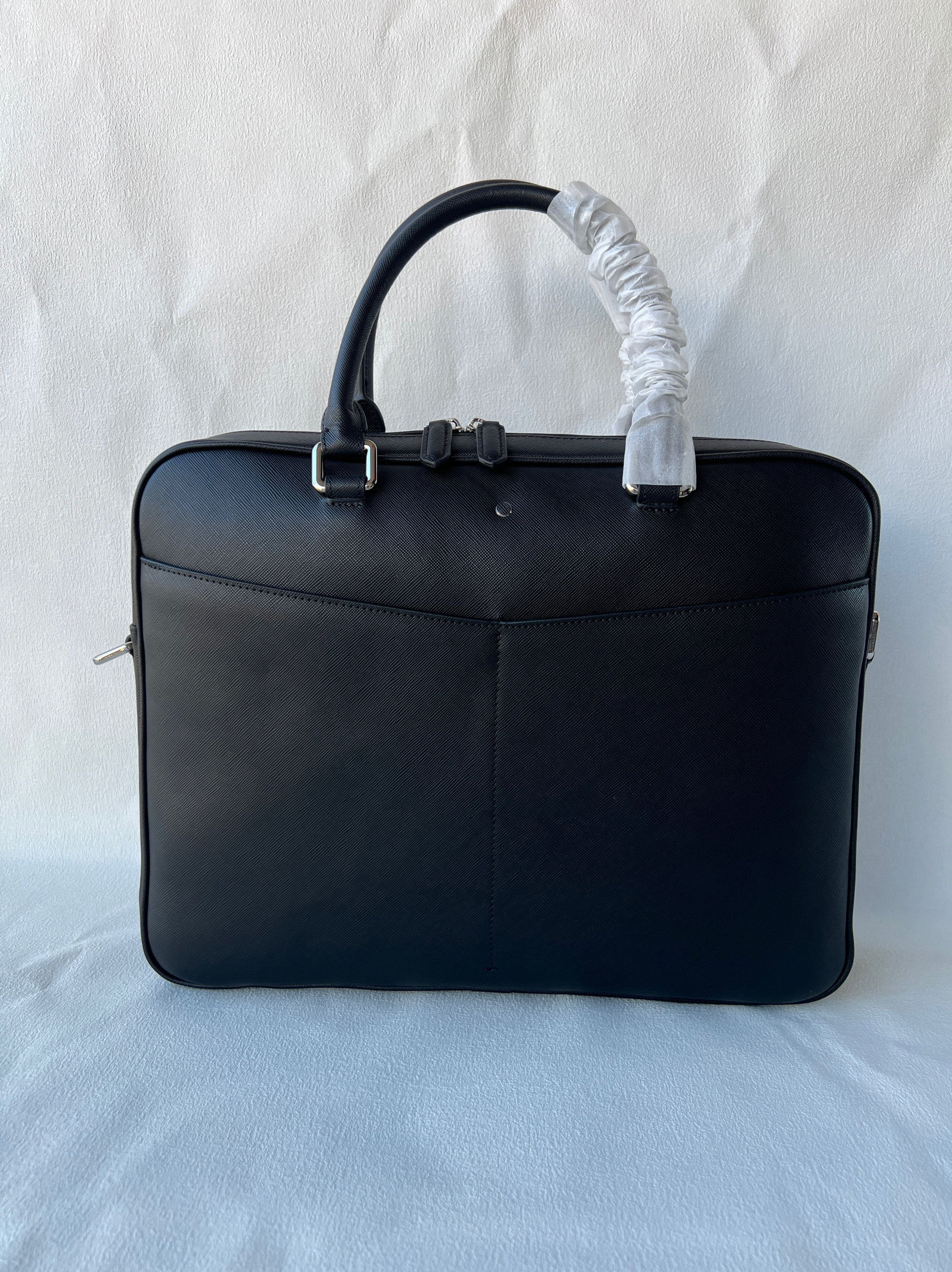 小白花 匠心系列 男士十字纹牛皮商务公文包 手提包 笔记本电脑包