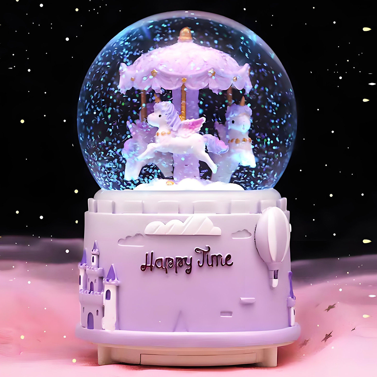 水晶球旋转木马音乐盒女生日礼物图片