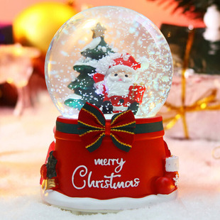 圣诞节礼物老人发光旋转水晶球八音盒女生音乐盒平安夜儿童男女孩