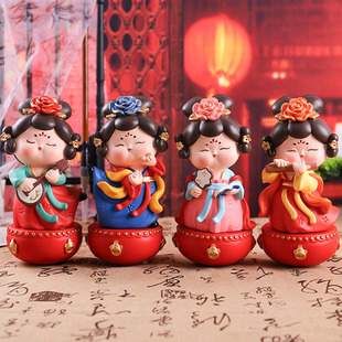 网红大唐不夜城不倒翁小姐姐摆件国潮礼物西安文创娃娃旅游纪念品