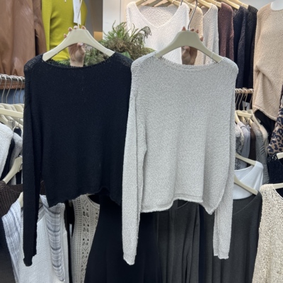 十三行2025秋冬新款慵懒风宽松百搭颗粒感棉质毛衣针织衫上衣0050