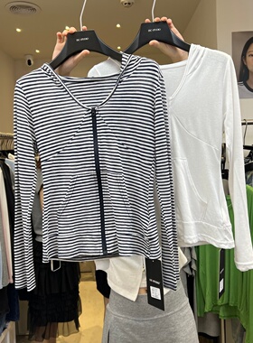13C2026春夏新款连帽拉链式条纹修身显瘦小开衫薄外套上衣女3367
