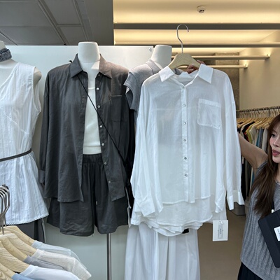 WEARELAB12338质感麻料衬衫＋短裤套装两件套