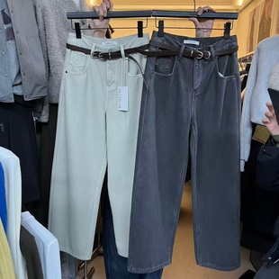 WEARELAB2025冬季新款高腰宽松百搭显瘦加绒直筒裤牛仔裤长裤2231