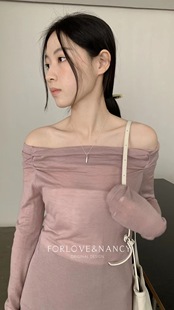 FN爱与南希2023春季新款温柔气质小众一字领天丝羊毛针织衫女1294