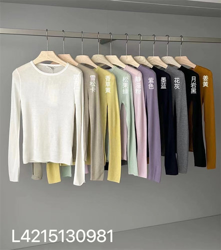 FN爱与南希2024秋冬新款圆领纯色修身显瘦羊毛针织衫长袖上衣0981