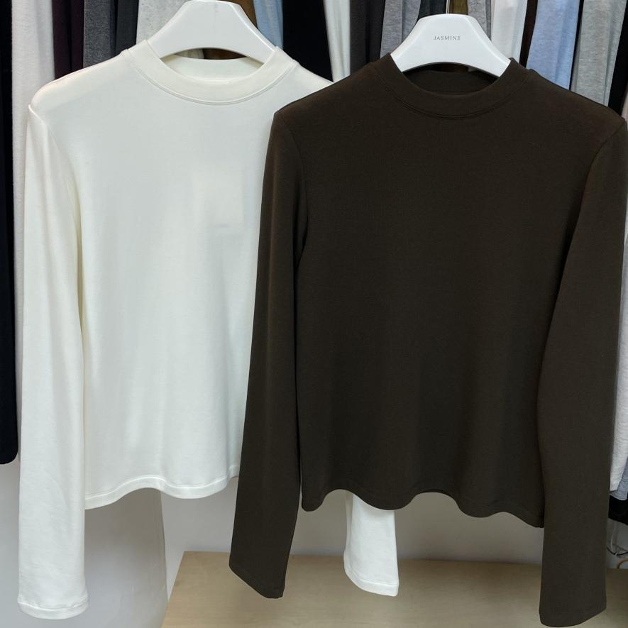 JASMINE2025冬季新款圆领简约百搭加绒保暖T恤打底衫上衣女3148