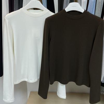 JASMINE2025冬季新款圆领简约百搭加绒保暖T恤打底衫上衣女3148