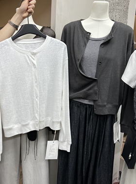 2025秋季新款韩版休闲宽松百搭圆领单排扣薄款针织开衫上衣82807