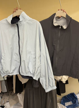 CHILLING2025立领拉链长袖外套女宽松休闲百搭双面穿夹克上衣054