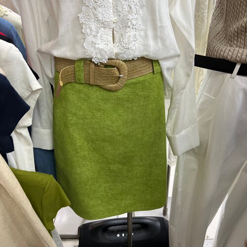 MADEINOST麻料绿色半身裙