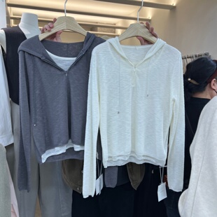 WEARELAB2026早春新款韩版休闲百搭连帽假两件针织衫上衣女11563