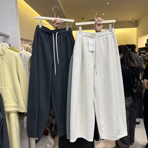 HXL十三行2025秋冬新款韩版松紧腰系带休闲阔腿裤小个子长裤63279