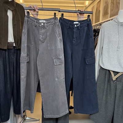 十三行WEARELAB2025秋冬高腰百搭复古口袋工装裤休闲裤长裤女2013