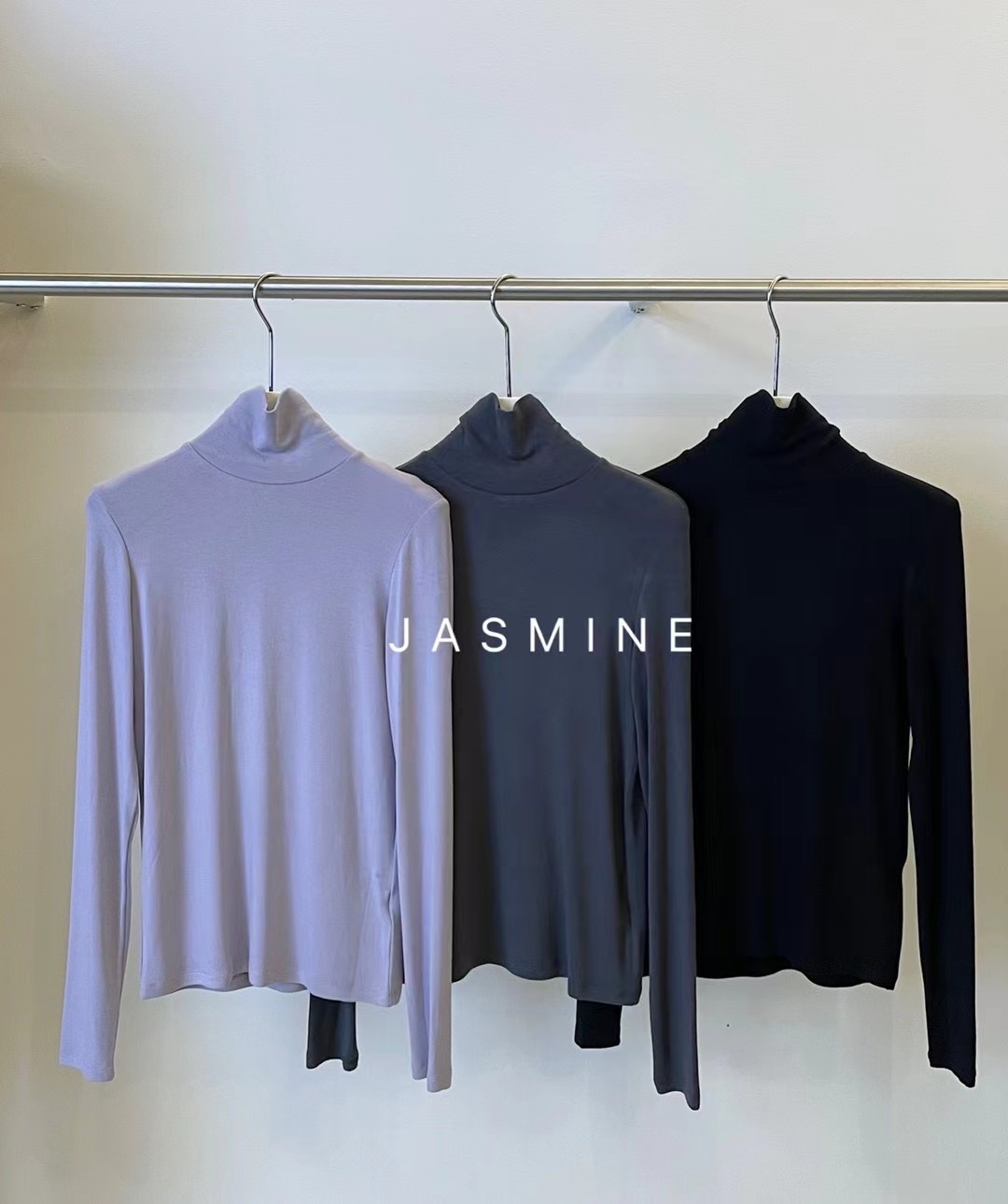 简约气质修身显瘦高领T恤女