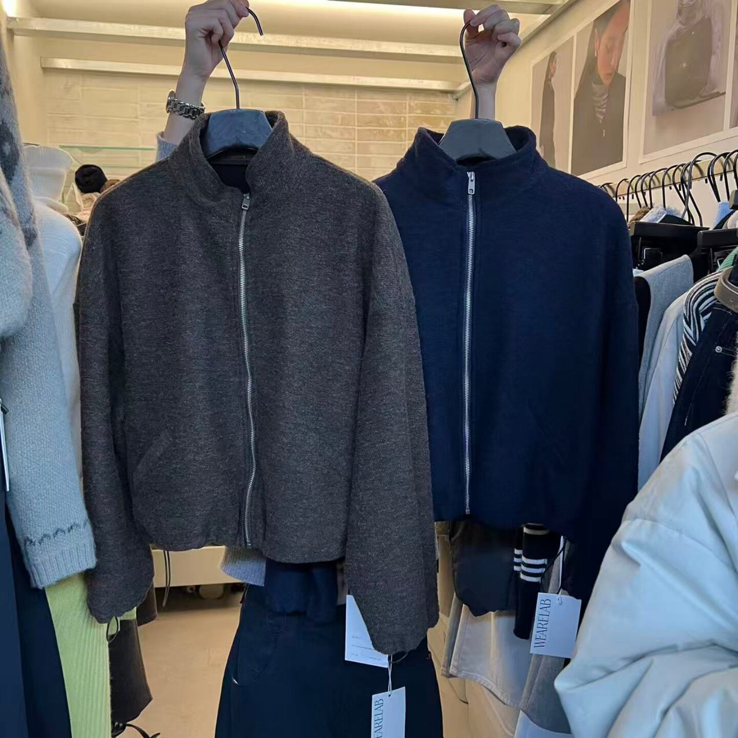 WEARELAB2025年冬季新款休闲宽松百搭拉链式含羊毛加绒外套女2296