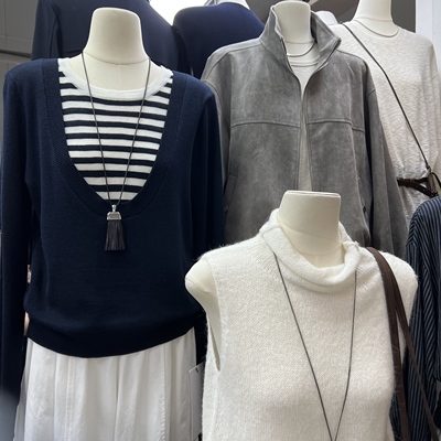 十三行TA2025秋冬新款休闲宽松百搭假两件针织衫套头上衣女98725