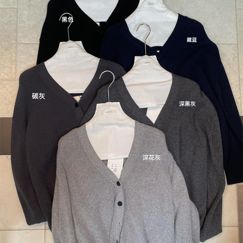 欧货ins针织宽松慵懒V领外套开衫