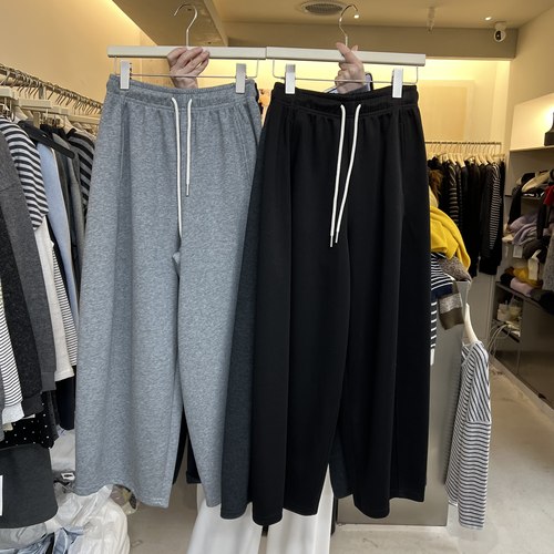 十三行HXL2025秋冬新款韩系高腰宽松百搭系带休闲裤卫裤长裤62812