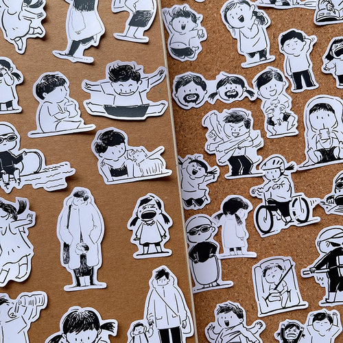 男孩女孩简笔手帐贴画相册贴纸