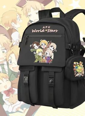APH黑塔利亚Axis powers动漫周边双肩背包男女中小学生二次元书包