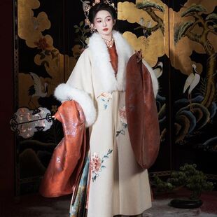 汉服女明制【金枝毓秀】裘衣加绒钟灵立领斜襟长衫马面裙秋冬套装