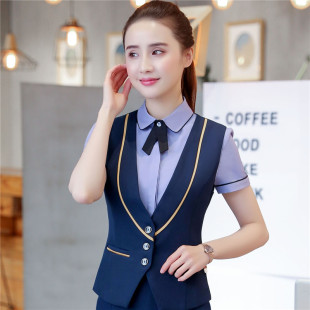 夏季空姐美容酒店珠宝前台时尚职业装女装制服工装工作服马甲套装