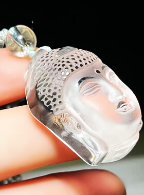 纯天然白水晶观音头吊坠男女饰品