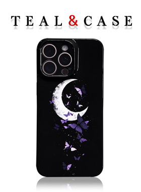 黑月黑色全包原创图案手机壳适用苹果16promaxiphoneOPPORENO10PROFINDX5PRO荣耀MAGIC4PROVIVOX200IQOONEO6