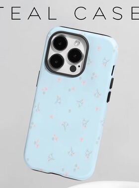 天蓝色小碎花草莓适用苹果16手机壳少女心iphone13promax新款15pro硅胶14pro女款12防摔11小众15全包壳保护套