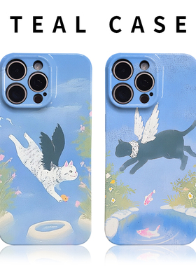 原创·天堂白猫黑猫情侣款手机壳适用苹果16promaxiphoneOPPORENO10PROFINDX5PROMAGIC4PROVIVOX200IQOONEO6