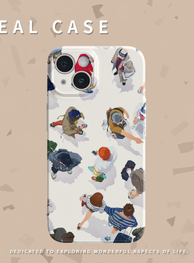 人群熙攘白色菲林手机壳亮面适用苹果16promaxiphoneOPPORENO10PROFINDX5PRO荣耀MAGIC4PROVIVOX200IQOONEO6