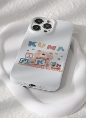 KUMA韩系可爱白色菲林手机壳日系亮面适用苹果13promaxiphone14华为nova8小米13pro全包P50全包软壳硬壳防摔
