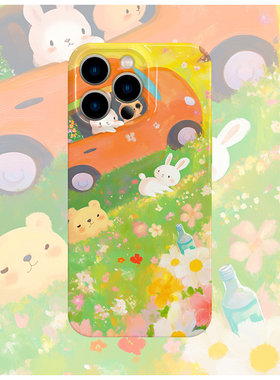 原创图案要上车吗可爱手机壳适用苹果16promaxiphoneOPPORENO10PROFINDX5PRO荣耀MAGIC4PROVIVOX200IQOONEO6