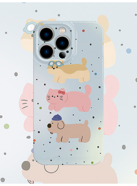 波点渐变猫浅蓝色菲林手机壳适用苹果16promaxiphoneOPPORENO10PROFINDX5PRO荣耀MAGIC4PROVIVOX200IQOONEO6