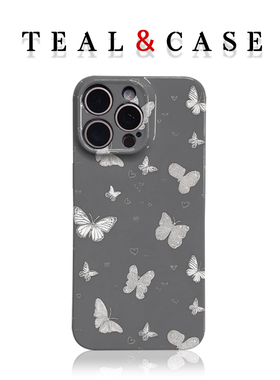 灰底蝴蝶防摔原创图案手机壳适用苹果16promaxiphoneOPPORENO10PROFINDX5PRO荣耀MAGIC4PROVIVOX200IQOONEO6