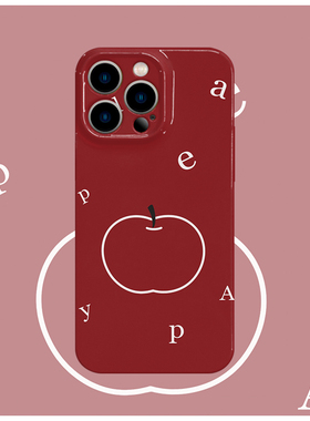红苹果红色ins菲林手机壳亮面适用苹果16promaxiphoneOPPORENO10PROFINDX5PRO荣耀MAGIC4PROVIVOX200IQOONEO6